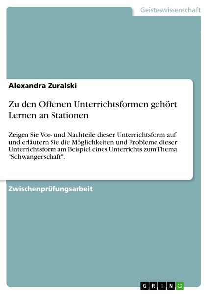 Produktbild: Zu den Offenen Unterrichtsformen geh&ouml;rt Lernen an Stationen