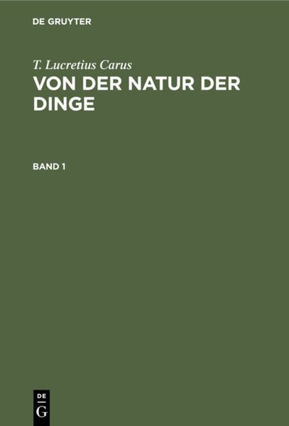 Produktbild: Von der Natur der Dinge. Band 1