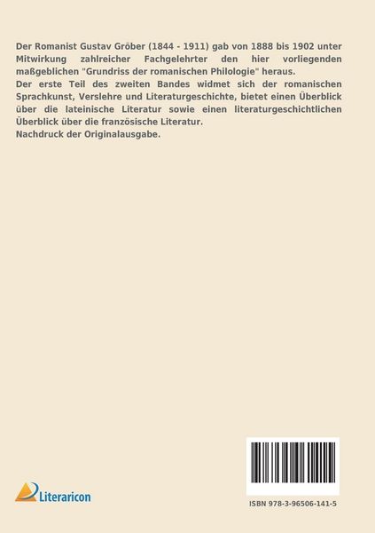 Produktbild: Grundriss der romanischen Philologie