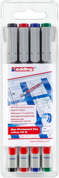 Produktbild: Edding Folienschreiber Non-permanent Pen 152 M, 4er Set