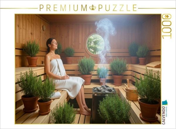 CALVENDO Puzzle Durchatmender Rosmarinduft in der Sauna | 1000 Teile Lege-Größe 64x48cm Foto-Puzzle für glückliche Stunden