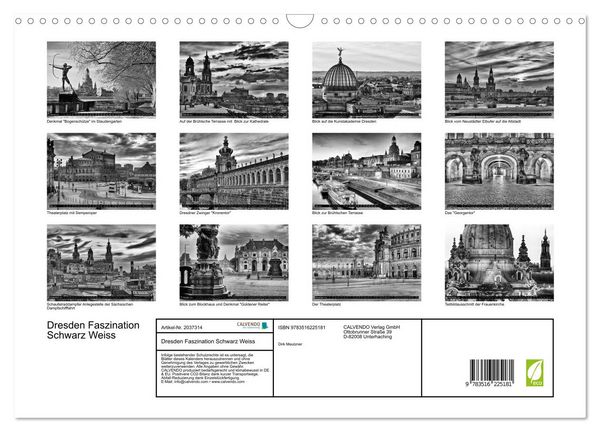 Produktbild: Dresden Faszination Schwarz Weiss (Wandkalender 2026 DIN A3 quer), CALVENDO Monatskalender
