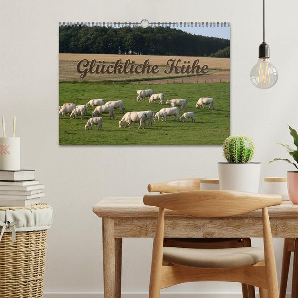 Produktbild: Gl&uuml;ckliche K&uuml;he (Wandkalender 2026 DIN A3 quer), CALVENDO Monatskalender