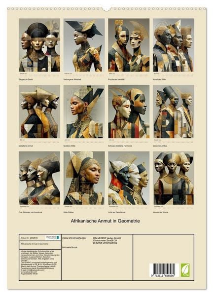 Produktbild: Afrikanische Anmut in Geometrie (hochwertiger Premium Wandkalender 2026 DIN A2 hoch), Kunstdruck in Hochglanz