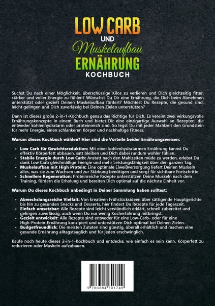 Produktbild: Low Carb und Muskelaufbau Ern&auml;hrung Kochbuch