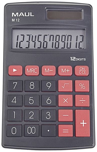 Maul M 12 Taschenrechner Schwarz Display (Stellen): 12 batteriebetrieben, solarbetrieben