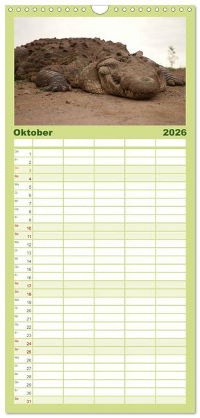 Produktbild: Familienplaner 2026 - Tierische Gl&uuml;cksmomente mit 5 Spalten (Wandkalender, 21 x 45 cm) CALVENDO