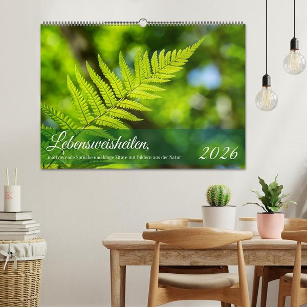 Produktbild: Lebensweisheiten, motivierende Spr&uuml;che und kluge Zitate mit Bildern der Natur (Wandkalender 2026 DIN A2 quer), CALVENDO Monatskalender