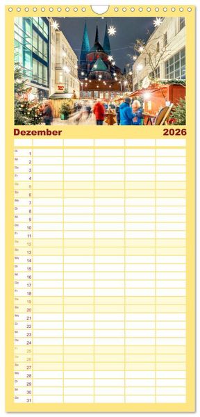 Produktbild: Familienplaner 2026 - L&uuml;beck &ndash; Im Licht der Zeit mit 5 Spalten (Wandkalender, 21 x 45 cm) CALVENDO