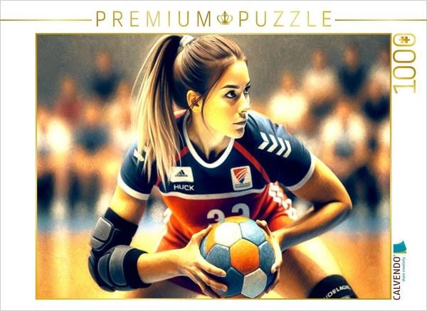 Produktbild: CALVENDO Puzzle Damen Handball: Fokussierte Intensit&auml;t | 1000 Teile Lege-Gr&ouml;&szlig;e 64x48cm Foto-Puzzle f&uuml;r gl&uuml;ckliche Stunden