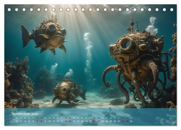 Produktbild: Steampunk - Unterwasser Roboter (Tischkalender 2026 DIN A5 quer), CALVENDO Monatskalender