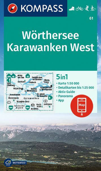 Produktbild: KOMPASS Wanderkarte 61 W&ouml;rthersee, Karawanken West 1:50.000
