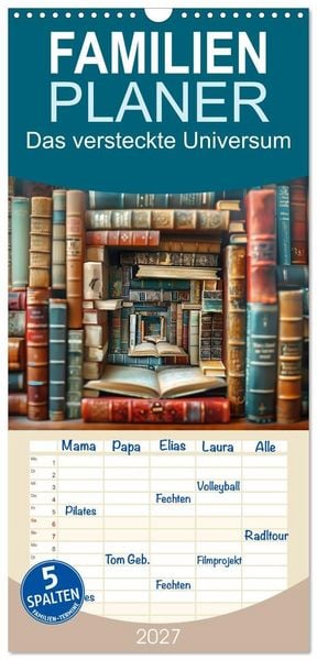 Produktbild: Familienplaner 2027 - Das versteckte Universum mit 5 Spalten (Wandkalender, 21 x 45 cm) CALVENDO