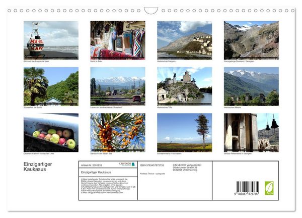 Produktbild: Einzigartiger Kaukasus (Wandkalender 2026 DIN A3 quer), CALVENDO Monatskalender