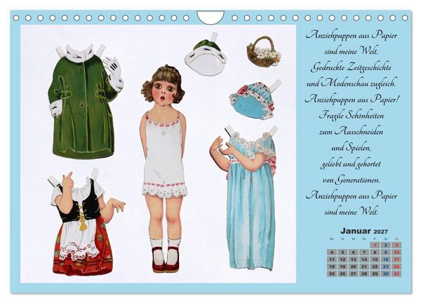 Produktbild: Papierpuppenpoesie (Wandkalender 2027 DIN A4 quer), CALVENDO Monatskalender