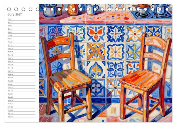 Produktbild: Painted Kitchen Moments - Twelve expressive interiors (Desk Calendar 2027 DIN A5 landscape), CALVENDO 12 Month DeskCalendar
