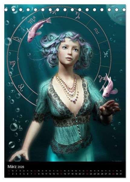 Produktbild: Unter Sternen geboren - Fantasy Tierkreis im Zeichen der Frau (Tischkalender 2026 DIN A5 hoch), CALVENDO Monatskalender