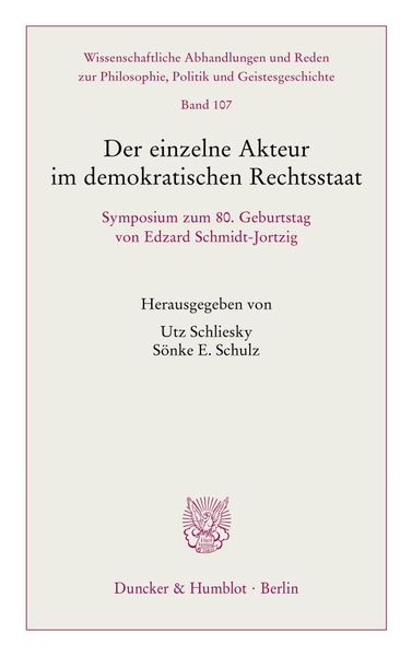 Produktbild: Der einzelne Akteur im demokratischen Rechtsstaat.