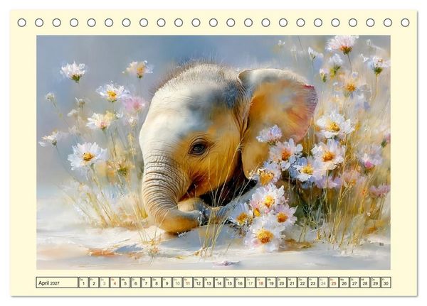 Produktbild: Sommertr&auml;ume. Elefantenkinder am Meer (Tischkalender 2027 DIN A5 quer), CALVENDO Monatskalender
