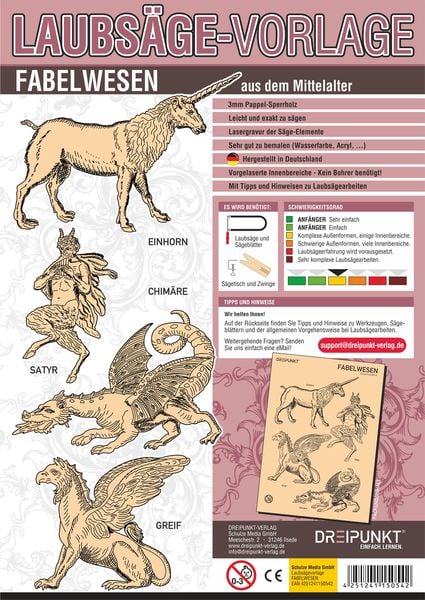 Laubsägevorlage Fabelwesen, von , Schulze Media