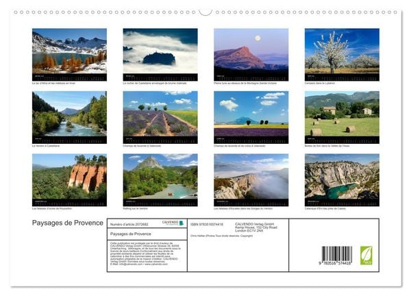 Produktbild: Paysages de Provence (Calendrier mural 2026 DIN A2 vertical) calendrier de bureau