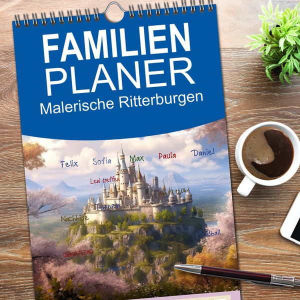 Produktbild: Familienplaner 2026 - Malerische Ritterburgen mit 5 Spalten (Wandkalender, 21 x 45 cm) CALVENDO