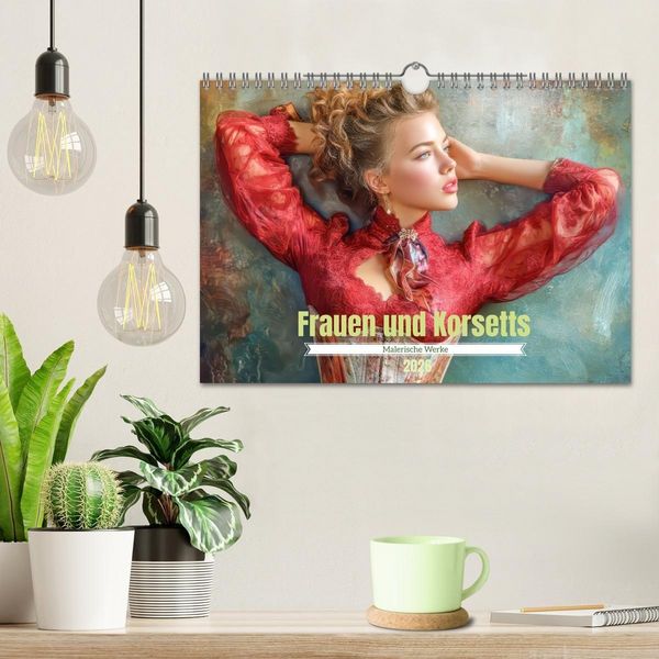 Produktbild: Frauen und Korsetts - Malerische Werke (Wandkalender 2026 DIN A4 quer), CALVENDO Monatskalender