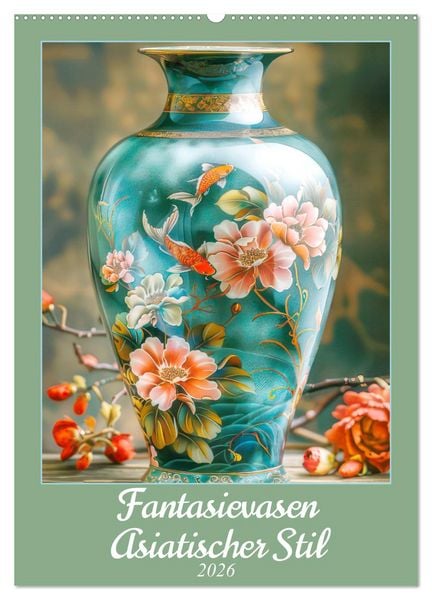 Produktbild: Fantasievasen - Asiatischer Stil (Wandkalender 2026 DIN A2 hoch), CALVENDO Monatskalender