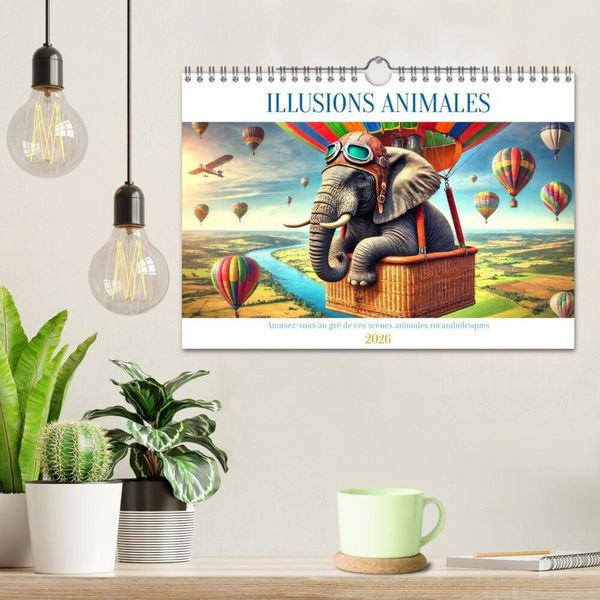 Produktbild: Illusions animales - Amusez-vous au gr&eacute; de ces sc&egrave;nes animales rocambolesques (Calendrier mural 2026 DIN A4 vertical), CALVENDO calendrier mensuel