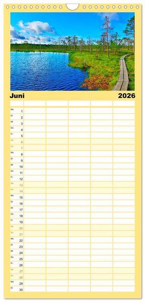 Produktbild: Familienplaner 2026 - Europa durchwandern mit 5 Spalten (Wandkalender, 21 x 45 cm) CALVENDO