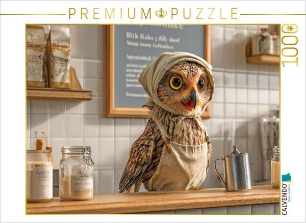 CALVENDO Puzzle Ein Motiv aus dem Kalender Eulen im Einsatz - 365 Tage voller schräger Federführung | 1000 Teile Lege-Größe 64x48cm Foto-Puzzle für gl