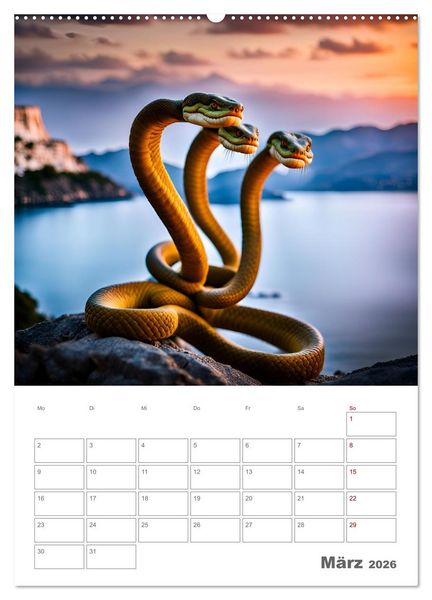 Produktbild: Gesch&ouml;pfe der griechischen Mythologie - Eine KI-Welt der griechischen G&ouml;tter, Kreaturen und Abenteurer (Wandkalender 2026 DIN A2 hoch), CALVENDO Monatskalender