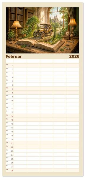 Produktbild: Familienplaner 2026 - Magische Welt der B&uuml;cher - Fantastische Abenteuer zwischen den Seiten mit 5 Spalten (Wandkalender, 21 x 45 cm) CALVENDO