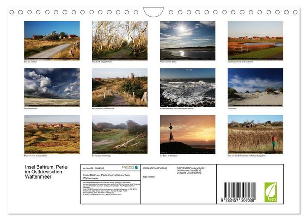 Produktbild: Insel Baltrum, Perle im Ostfriesischen Wattenmeer (Wandkalender 2026 DIN A4 quer), CALVENDO Monatskalender
