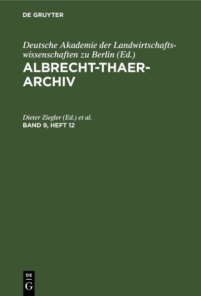 Produktbild: Albrecht-Thaer-Archiv. Band 9, Heft 12