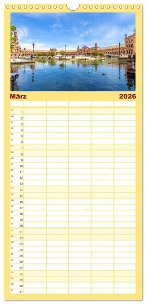 Produktbild: Familienplaner 2026 - Ein Herz f&uuml;r Sevilla mit 5 Spalten (Wandkalender, 21 x 45 cm) CALVENDO