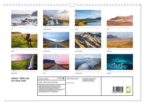 Produktbild: Island - Mehr als nur eine Insel. (Wandkalender 2026 DIN A3 quer), CALVENDO Monatskalender