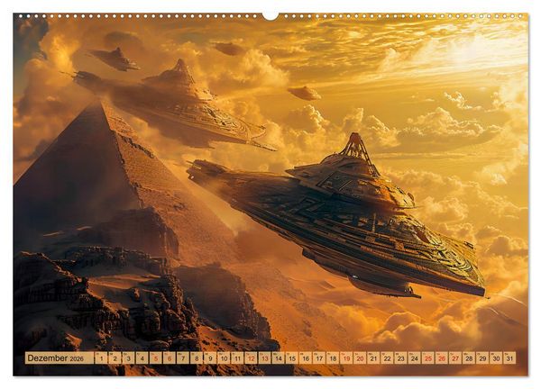 Produktbild: &Auml;gyptische Pr&auml;-Astronautik - Science Fiction G&ouml;tter im All (hochwertiger Premium Wandkalender 2026 DIN A2 quer), Kunstdruck in Hochglanz