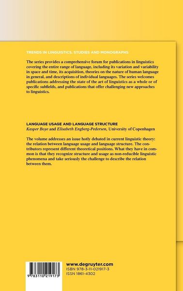 Produktbild: Language Usage and Language Structure