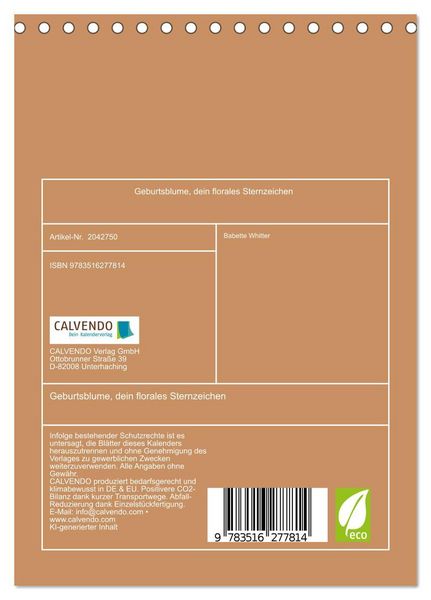 Produktbild: Geburtsblume, dein florales Sternzeichen (Tischkalender 2026 DIN A5 hoch), CALVENDO Monatskalender