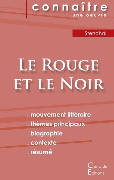 Produktbild: Fiche de lecture Le Rouge et le Noir de Stendhal (Analyse litt&eacute;raire de r&eacute;f&eacute;rence et r&eacute;sum&eacute; complet)