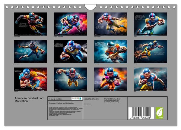 Produktbild: American Football und Motivation (Wandkalender 2026 DIN A4 quer), CALVENDO Monatskalender