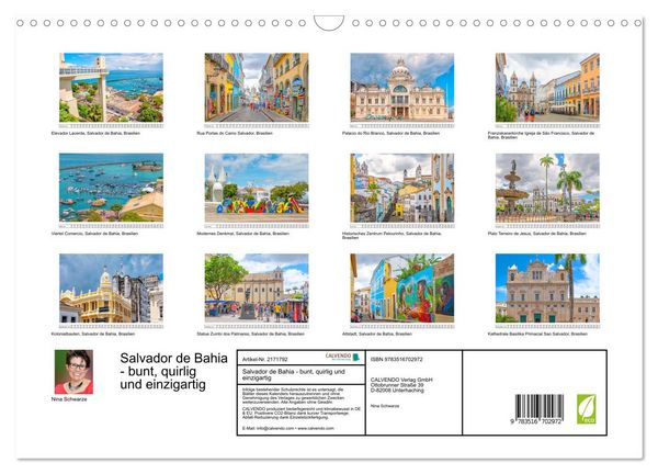 Produktbild: Salvador de Bahia - bunt, quirlig und einzigartig (Wandkalender 2026 DIN A3 quer), CALVENDO Monatskalender