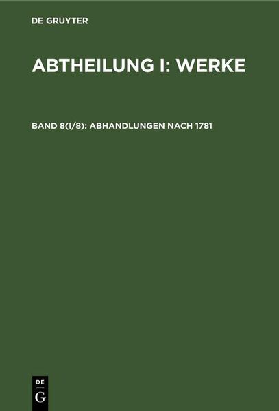 Produktbild: Abhandlungen nach 1781
