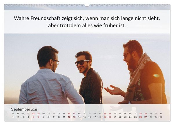 Produktbild: Motivationsspr&uuml;che Freundschaft (Wandkalender 2026 DIN A2 quer), CALVENDO Monatskalender