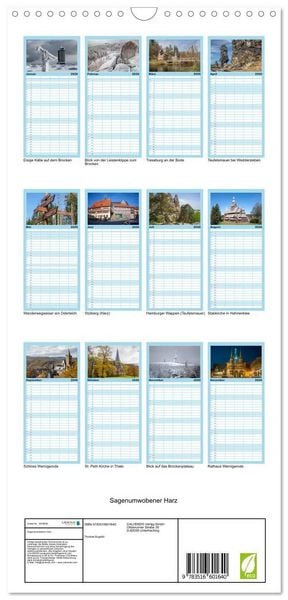 Produktbild: Familienplaner 2026 - Sagenumwobener Harz mit 5 Spalten (Wandkalender, 21 x 45 cm) CALVENDO