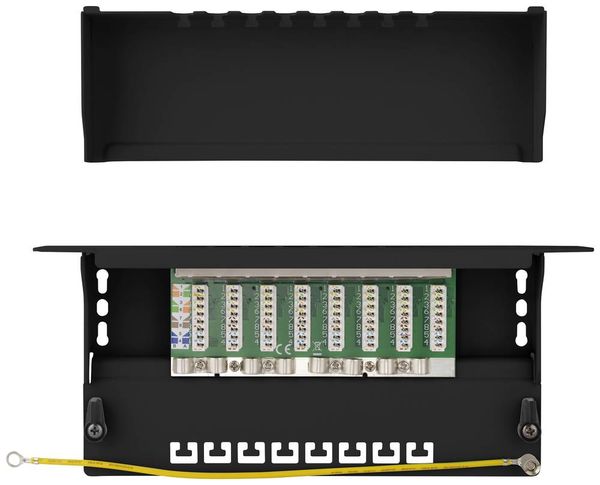 Produktbild: Renkforce RF-4870828 8 Port Netzwerk-Patchpanel 254mm (10\") CAT 6a 1 HE Best&uuml;ckt