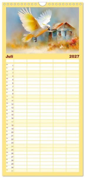 Produktbild: Familienplaner 2027 - Kakadus. Papageien an Australiens K&uuml;ste mit 5 Spalten (Wandkalender, 21 x 45 cm) CALVENDO