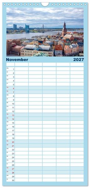 Produktbild: Familienplaner 2027 - Riga - Paris des Ostens mit 5 Spalten (Wandkalender, 21 x 45 cm) CALVENDO