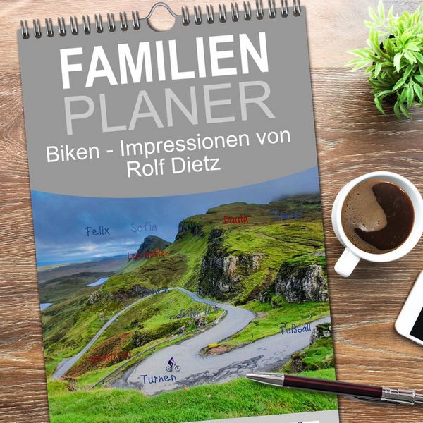 Produktbild: Familienplaner 2026 - Biken - Impressionen von Rolf Dietz mit 5 Spalten (Wandkalender, 21 x 45 cm) CALVENDO